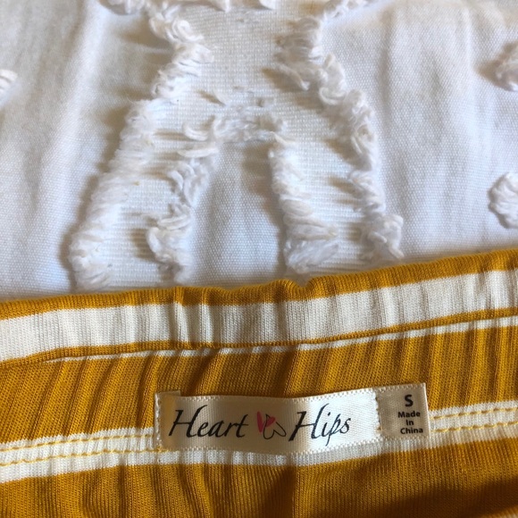 Striped Yellow Women Strapless Romper - Picture 2 of 3